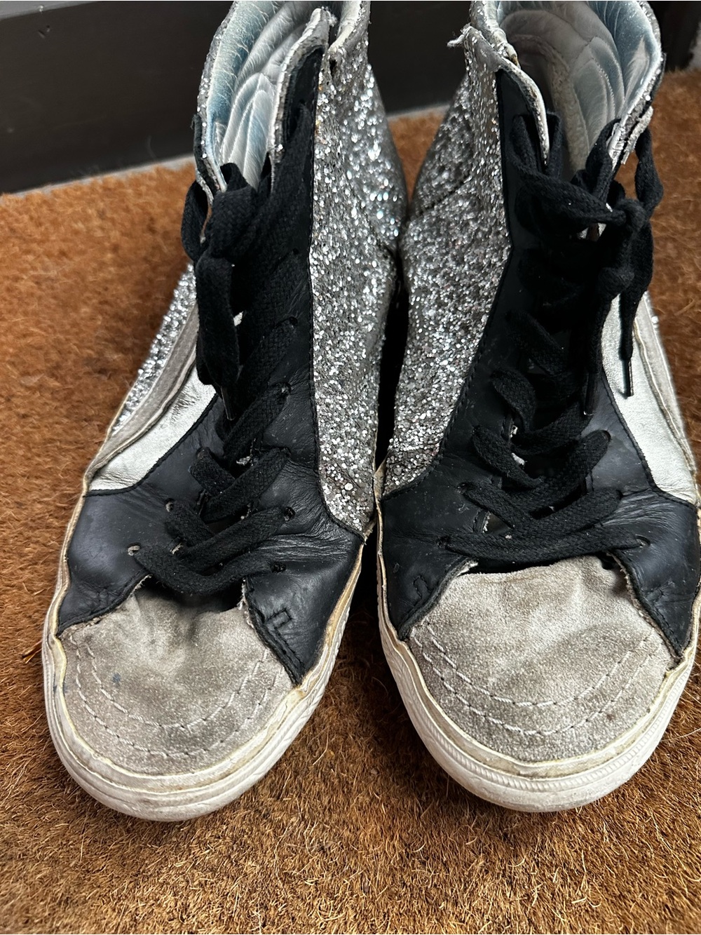 Golden Goose Slide Silver Glitter Black Star 40 - Picture 3 of 11